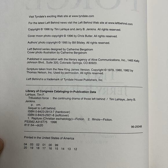 Left Behind Series Hardcover Book 2 Tribulation Force Tim LaHaye Jerry B Jenkins - Picture 4 of 7